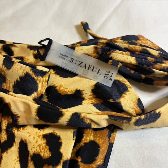 Zaful Animal Print Bikini Tie Leopard Vacation Summer Beach Pool - Picture 6 of 10